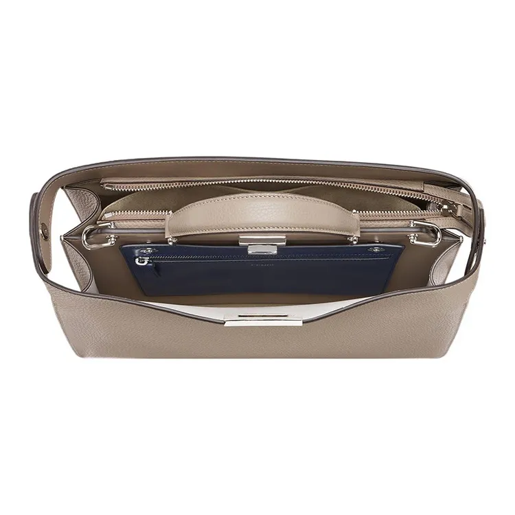 FENDI Peekaboo ISeeU Calfskin Shoulder Bag, Crossbody Bag, Handbag Medium Size Men's Beige-4