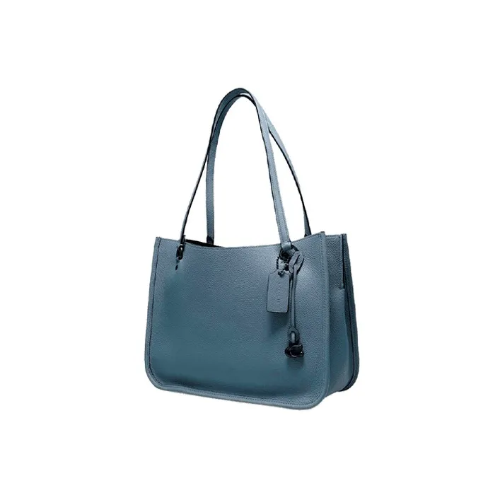 COACH Tyler Pebbled Leather Tote Bag Shopping Bag Handbag Shoulder Bag Women's Blue-1