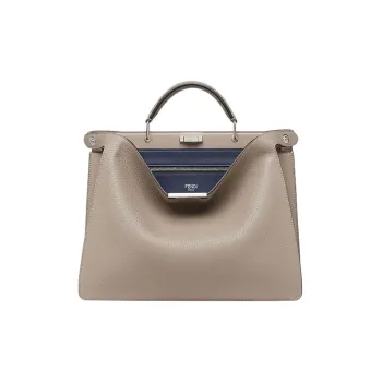 FENDI Peekaboo ISeeU Calfskin Shoulder Bag, Crossbody Bag, Handbag Medium Size Men's Beige