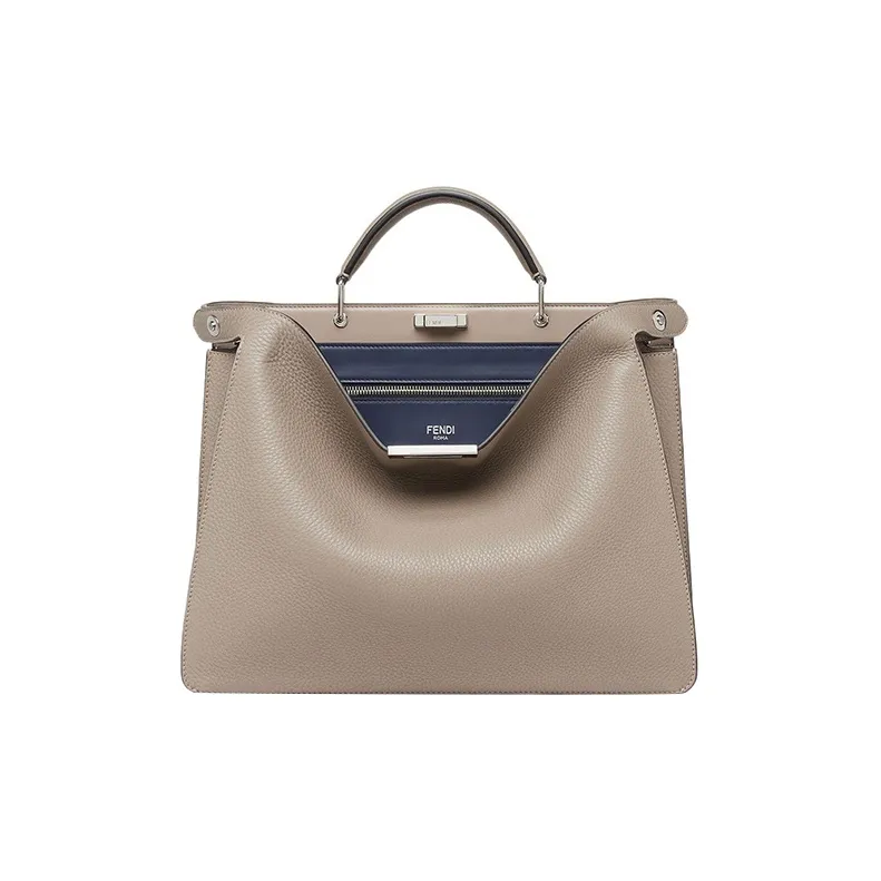 FENDI Peekaboo ISeeU Calfskin Shoulder Bag, Crossbody Bag, Handbag Medium Size Men's Beige-0