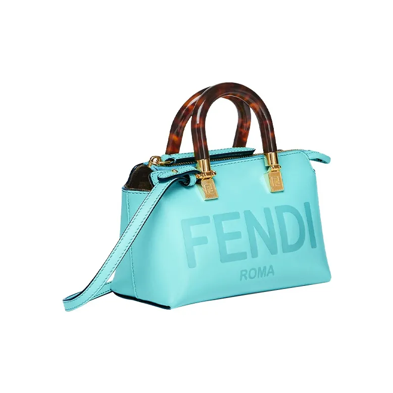 FENDI Cow Leather Boston Bag, Handbag, Shoulder Bag, Crossbody Bag Trumpets Women's Light Blue-1