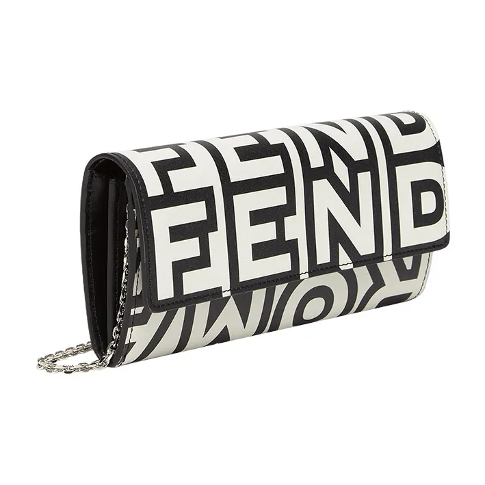 FENDI Nappa Cow Leather Wallet Women's Black/White-1