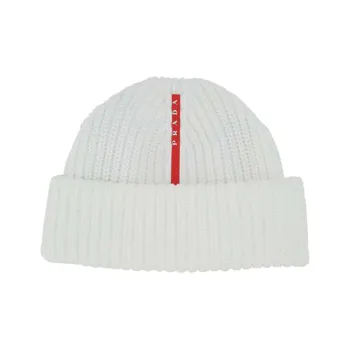 PRADA Logo-Detailed Ribbed Beanie