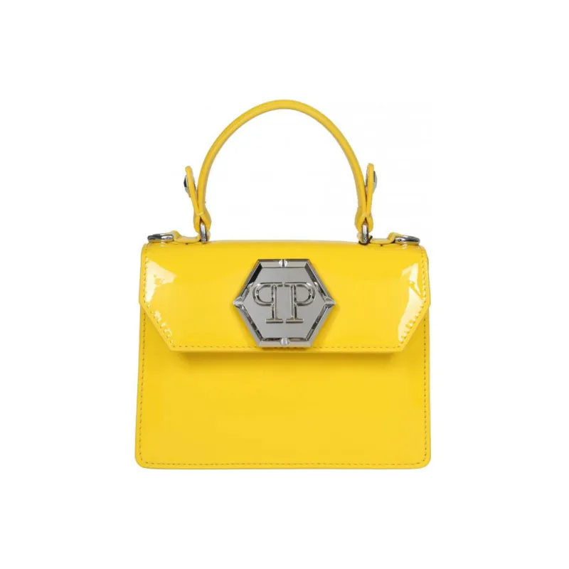 PHILIPP PLEIN Patent Leather Leather Shoulder Bag Crossbody Bag Handbag Women's Yellow-0