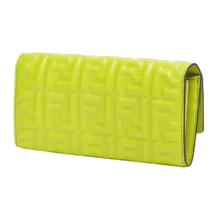 FENDI Baguette Lambskin Card Holder Wallet Women's Green-1
