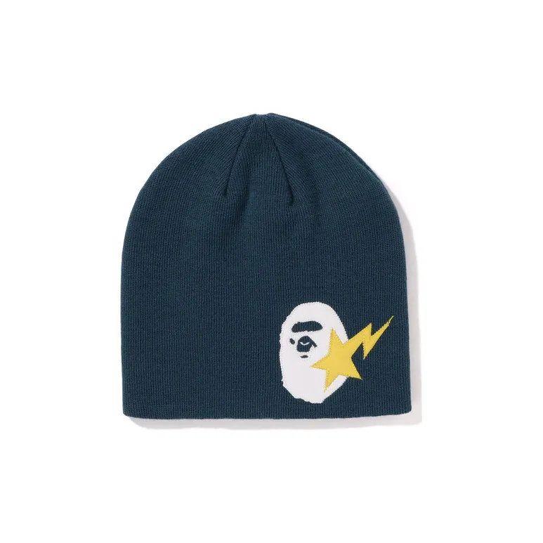 Bape Sta Ape Head Leather Patched Knit Beanie-1