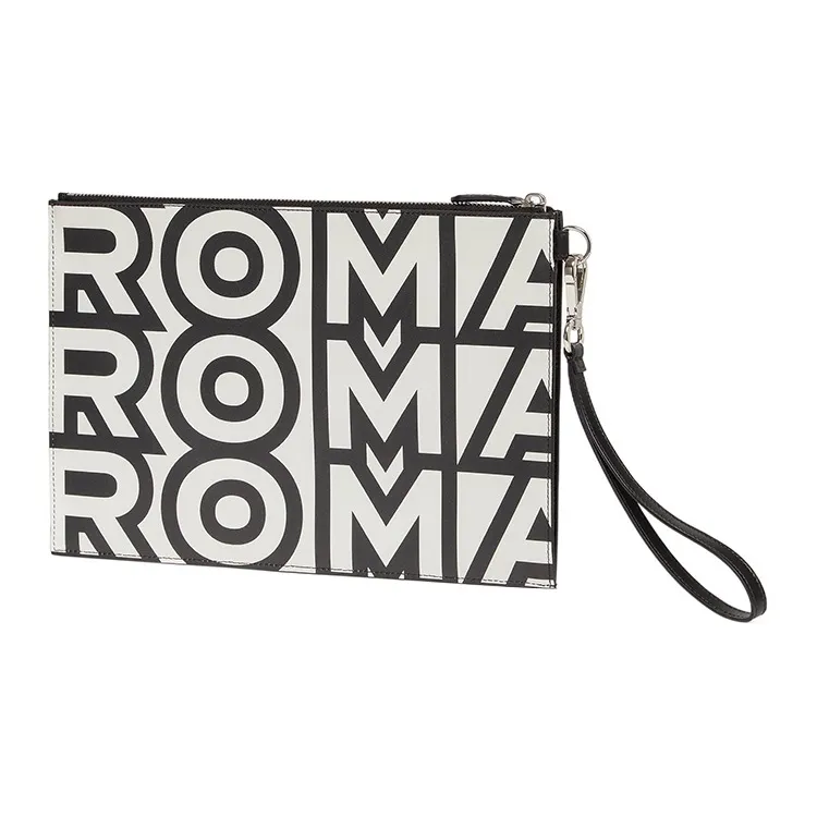 FENDI Calfskin Wrist Bags Clutches Men's Black/White-1