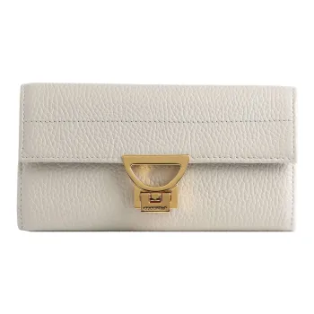 COCCINELLE Grain Texture Leather Clutches Wallets Men's White