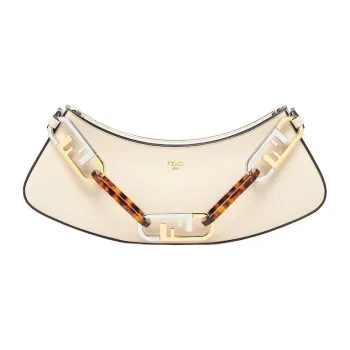 FENDI O'Lock Swing Cow Leather Shoulder Bag Portable Clutches Shoulder Bags Women's White