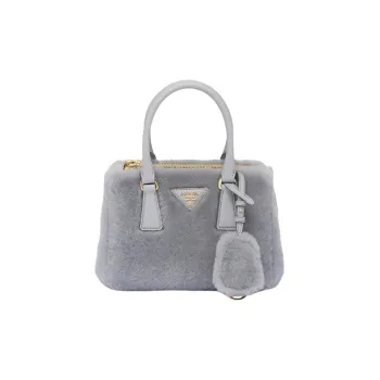 PRADA Plush Tote Bag Shopping Bag Portable Crossbody Bag Shoulder Bag Women's Gray