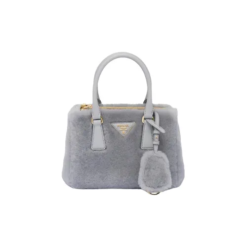 PRADA Plush Tote Bag Shopping Bag Portable Crossbody Bag Shoulder Bag Women's Gray