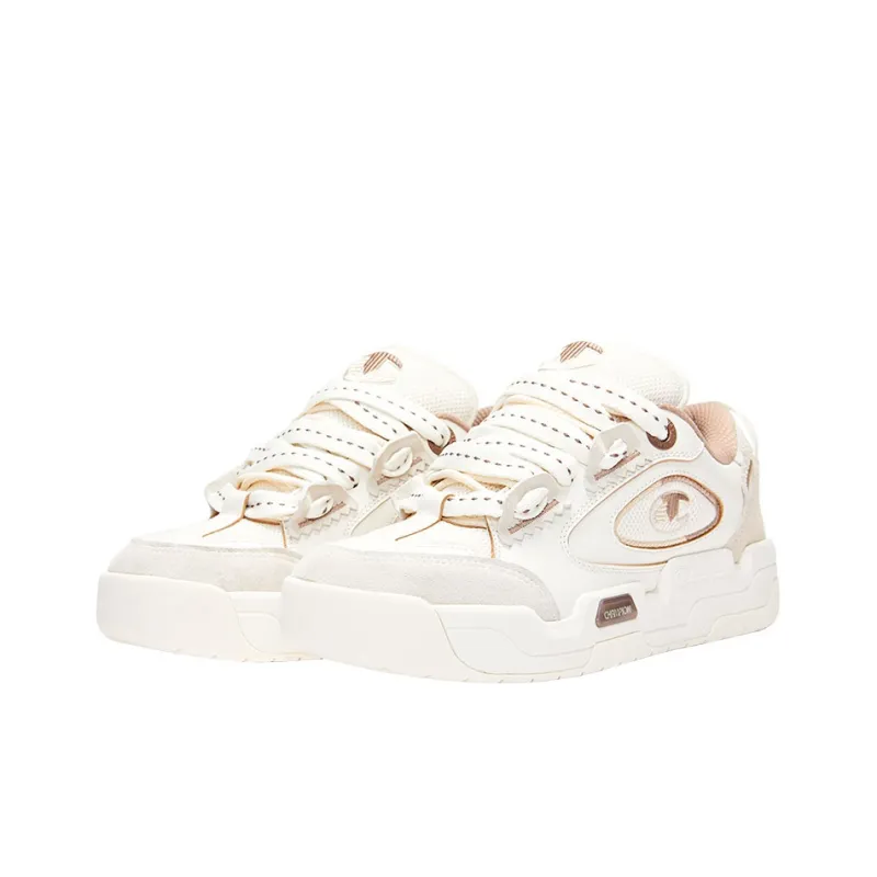 Champion Low Top Skateboard Shoes Men's White Velvet Brown-2