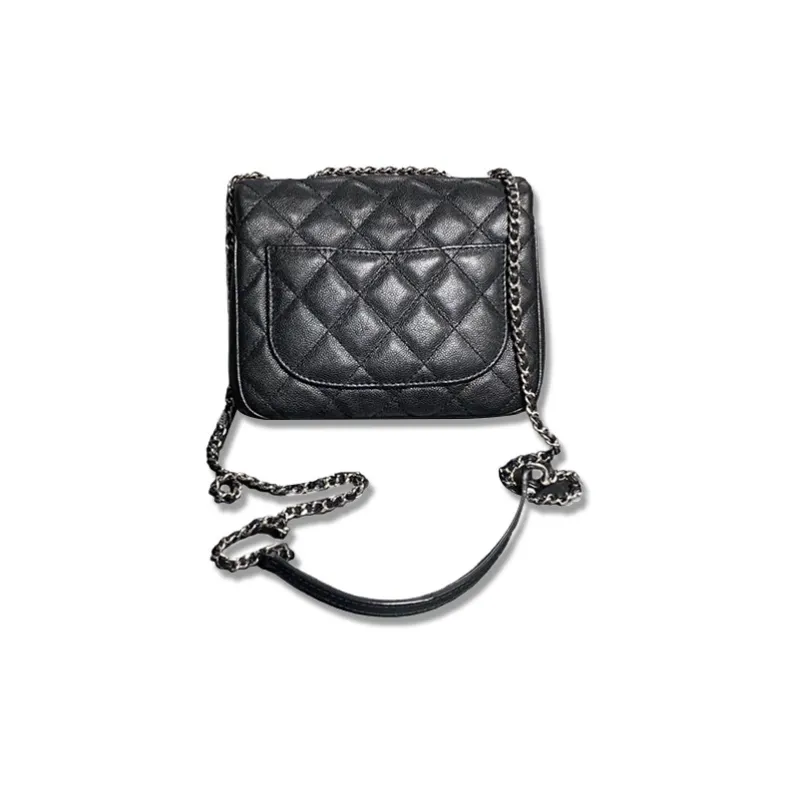 CHANEL Cow Leather Mini Square Flap Bag, Crossbody Bag, Shoulder Bag Women's Black-1