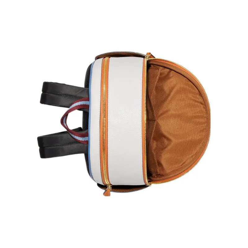 COACH Court Coated Canvas With Pebbled Leather Backpack Large Size Women's Khaki & Chalk White-2
