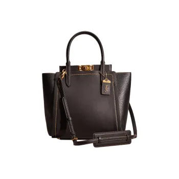 COACH Troupe Glove-Stitched Leather With Pebbled Leather Shoulder Bag Crossbody Bag Handbag Medium Size Women's Black