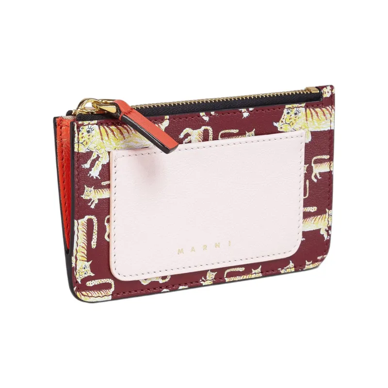 MARNI Cow Leather Coin Pocket Wallet Women's Pink/Red-1