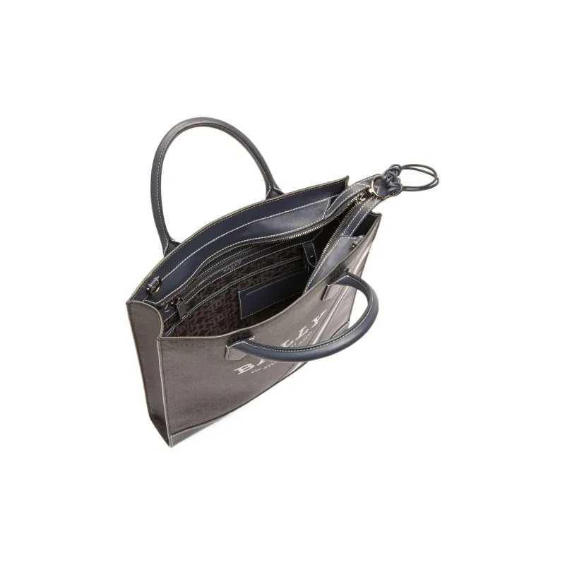 BALLY Calfskin Detail Tote Bag, Shopping Bag, Shoulder Bag, Crossbody Bag, Handbag Men's Gray-3