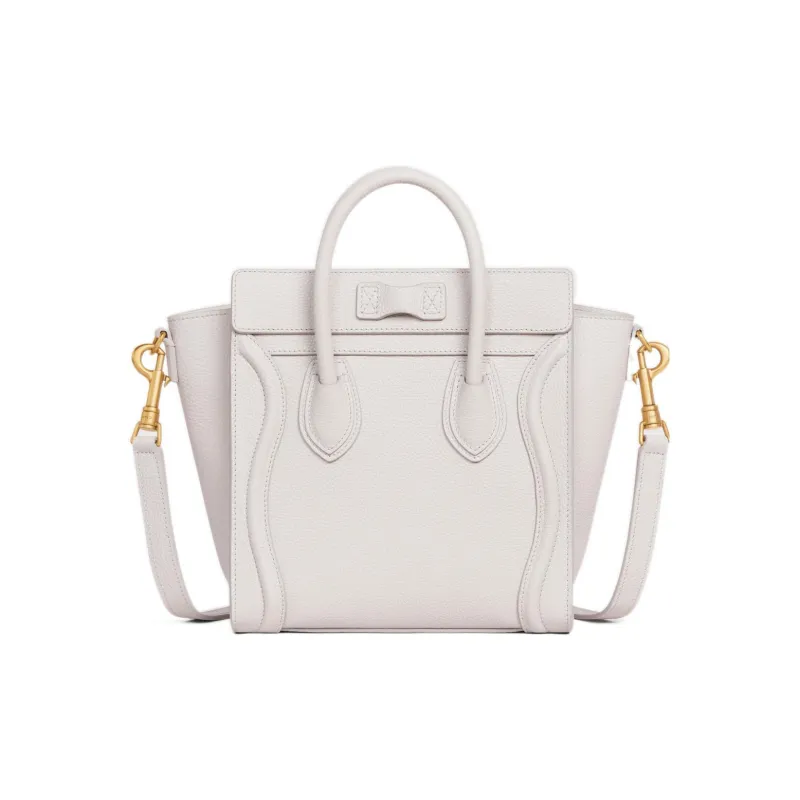 CELINE Luggage Drum Pattern Calfskin Smile Bag Shoulder Bag Crossbody Bag Handbag Extra Mini Women's White-2