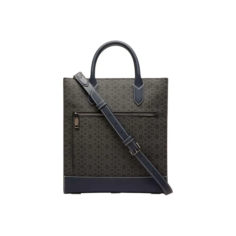 BALLY Calfskin Detail Tote Bag, Shopping Bag, Shoulder Bag, Crossbody Bag, Handbag Men's Gray-1