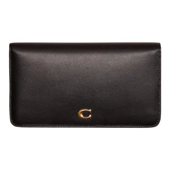 COACH Genuine Leather Card Holders Coin Purses Wallets Women's Black