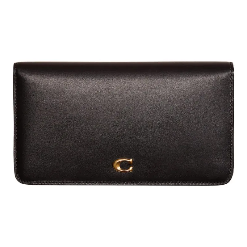 COACH Genuine Leather Card Holders Coin Purses Wallets Women's Black-0