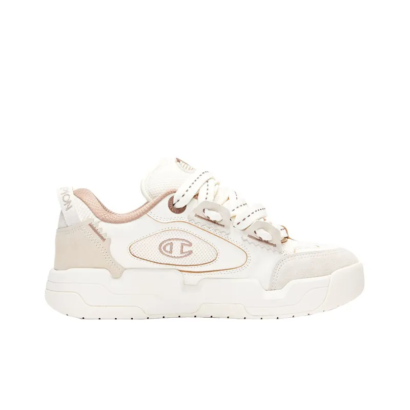 Champion Low Top Skateboard Shoes Men's White Velvet Brown-1