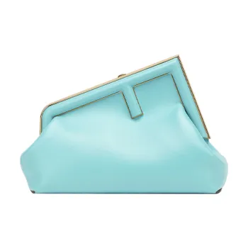FENDI Fendi First Sheepskin One Shoulder Crossbody Clutches Small Size Women's Light Blue