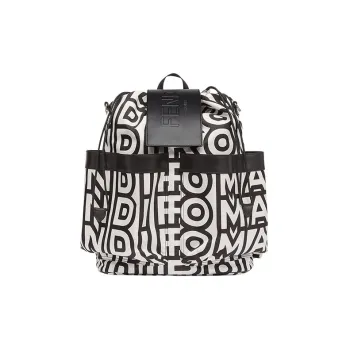 FENDI Cow Leather Backpack Large Size Men's Black/White