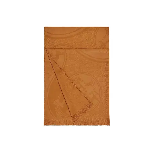 HERMES Knit Scarves Women's Gold/Brown