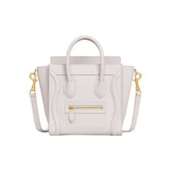 CELINE Luggage Drum Pattern Calfskin Smile Bag Shoulder Bag Crossbody Bag Handbag Extra Mini Women's White