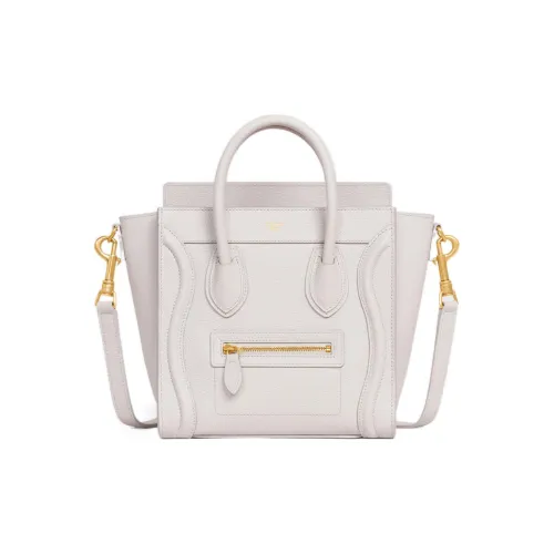 celine Camarat Luggage Drum Pattern Calfskin Smile Bag Shoulder Bag Crossbody Bag Handbag Extra Mini Women's White