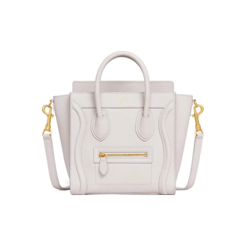 CELINE Luggage Drum Pattern Calfskin Smile Bag Shoulder Bag Crossbody Bag Handbag Extra Mini Women's White-0