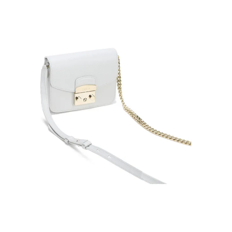 Furla Metropolis Collection Cow Leather Crossbody Bag Mini Women's White-3