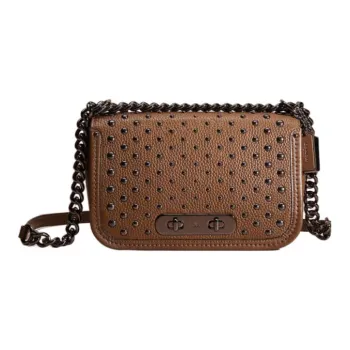 COACH Swagger Pebbled Leather Crossbody Bag, Shoulder Bag Women's Dark Brown