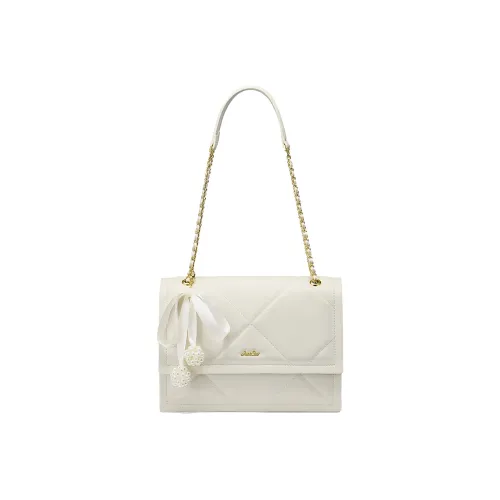 JUST STAR Synthetic Leather Portable Underarm Crossbody Bag, Shoulder Bag Medium Size Women's White