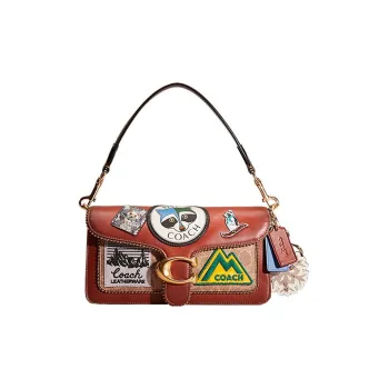 COACH Tabby Signature Coated Canvas With Delicate Calfskin Portable Crossbody Bag Shoulder Bag Women's Tan & Rust
