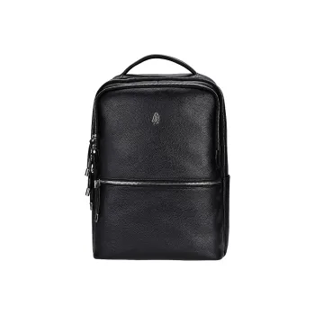 Hush Puppies Top Grain Cow Leather Backpack Large Size Men's Black