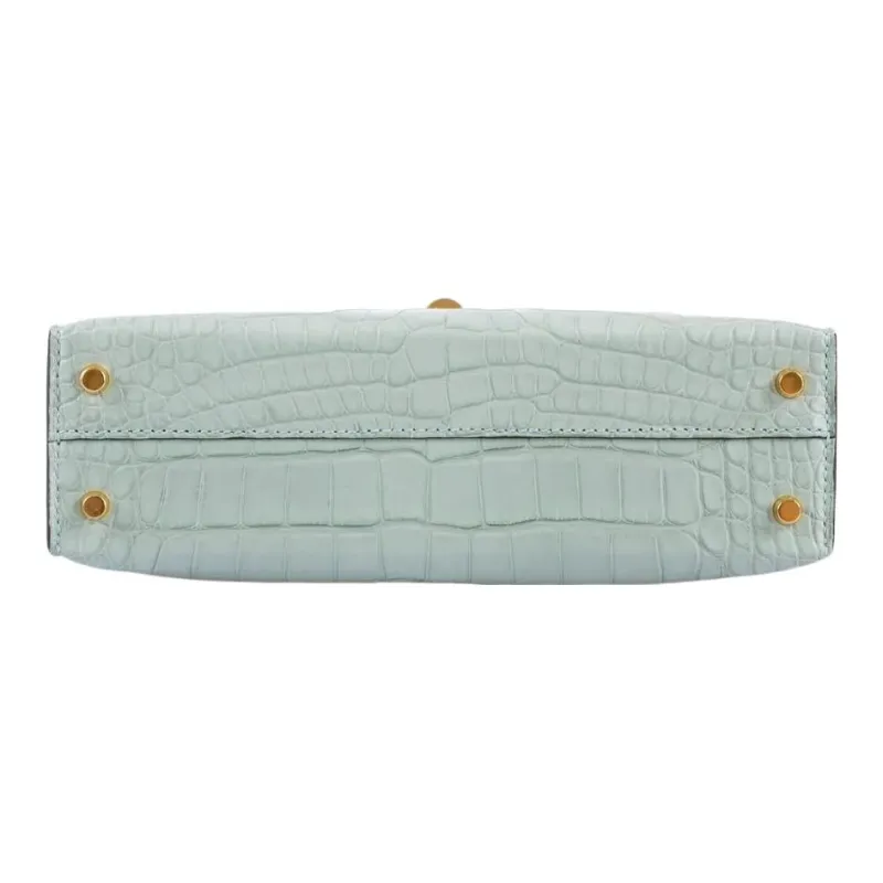 HERMES Mini Kelly Generation 1 Matte Crocodile Leather Shoulder Bag Crossbody Bag Handbag Mini Women's Mint Green-4