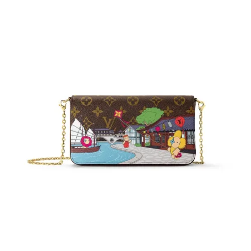 LOUIS VUITTON Pochette Félicie Coated Canvas Crossbody Bag Shoulder Bag Women's Brown