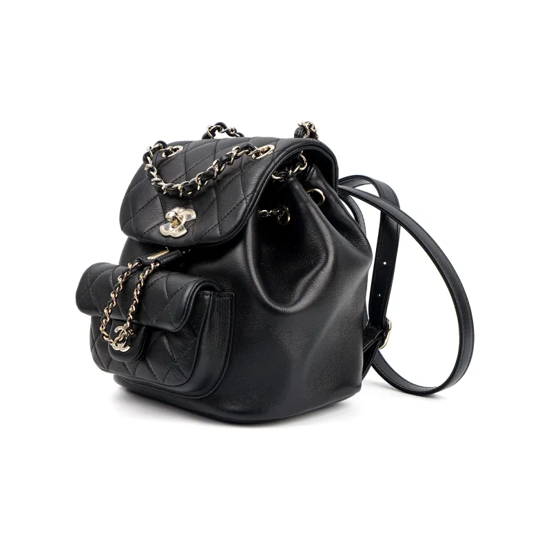 CHANEL Duma Cow Leather Backpack Trumpets Women's Black-1