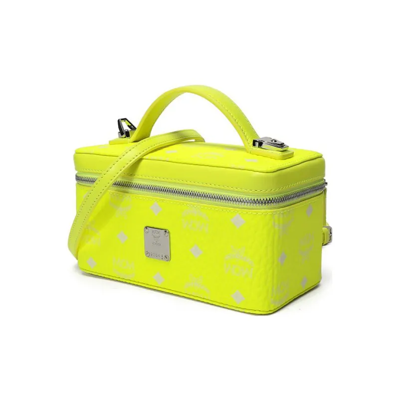 MCM Coated Canvas Box Bag Makeup Bag Shoulder Bag Crossbody Bag Handbag Regular Women's Lemon Yellow-1