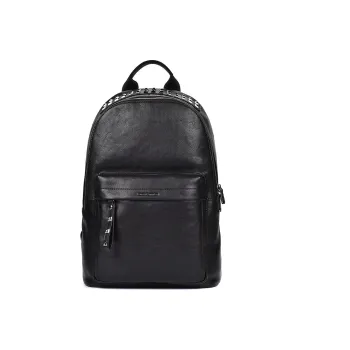 Hush Puppies Cow Leather Backpack Large Size Men's Black