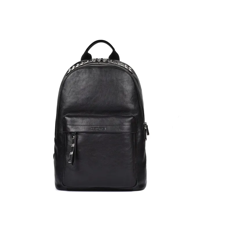 Hush Puppies Cow Leather Backpack Large Size Men's Black-0