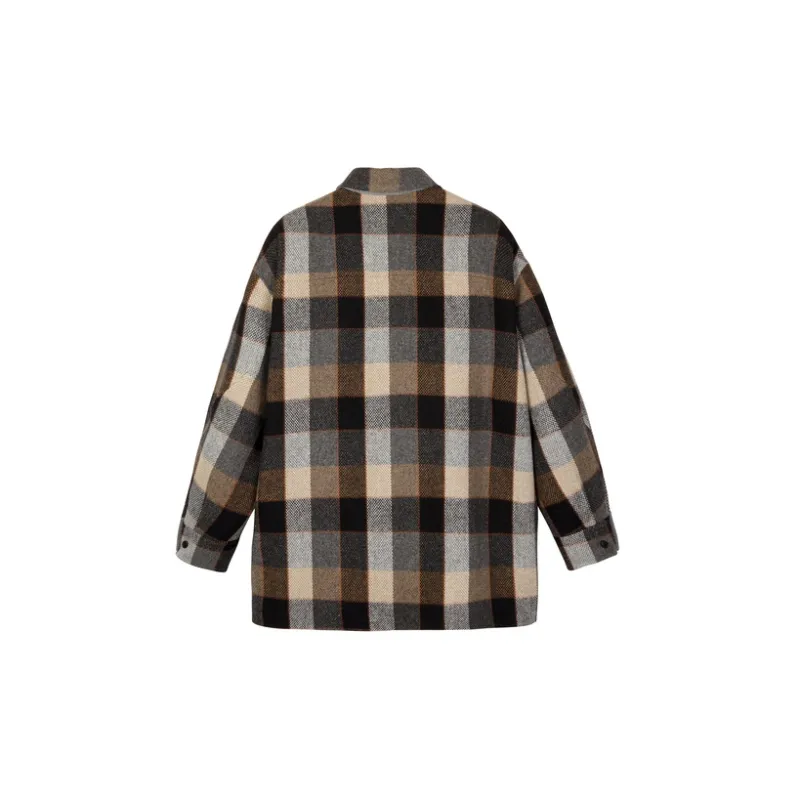 CROQUIS Coats Unisex 965 Black White Stripes/Plaid-1