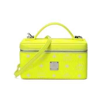 MCM Coated Canvas Box Bag Makeup Bag Shoulder Bag Crossbody Bag Handbag Regular Women's Lemon Yellow