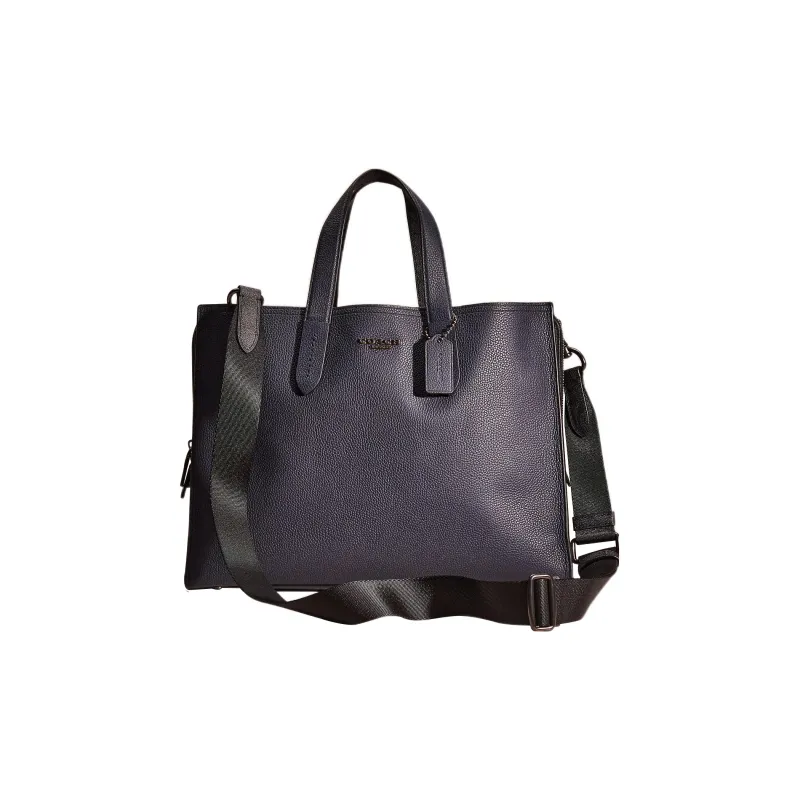 COACH Charlie Pebbled Leather With Signature Coated Canvas Shoulder Bag Crossbody Bag Handbag Large Size Men's Black-0