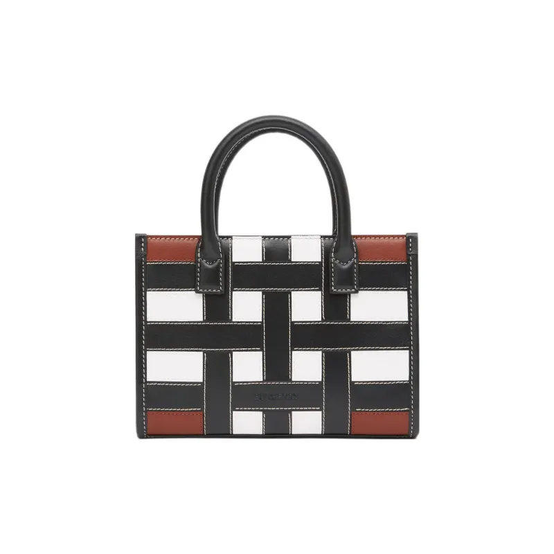 Burberry Cow Leather Tote Bag Shopping Bag Shoulder Bag Crossbody Bag Handbag Mini Men's Tan-0