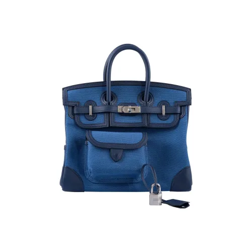 hermes brioni Cotton Cargo Canvas With Swift Leather Canvas Bag, Cotton Bag, Handbag Regular Unisex Navy
