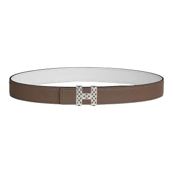 HERMES Leather Belts Women's Brown/White