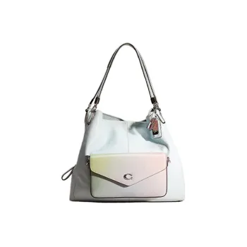 COACH Phoebe Pebbled Leather Handbag Shoulder Bag Small Size Women's Dusty Blue